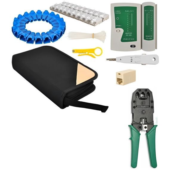 Set di strumenti di rete tester per cavi/crimpatrice/plug/copriconnettore/fascette 145 pezzi Set di strumenti di rete tester per cavi/crimpatrice/plug/copriconnettore/fascette 145 pezzi
